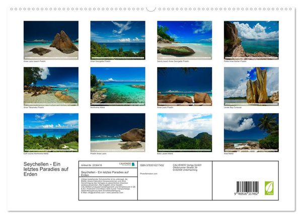 Produktbild: Seychellen - Ein letztes Paradies auf Erden (hochwertiger Premium Wandkalender 2026 DIN A2 quer), Kunstdruck in Hochglanz