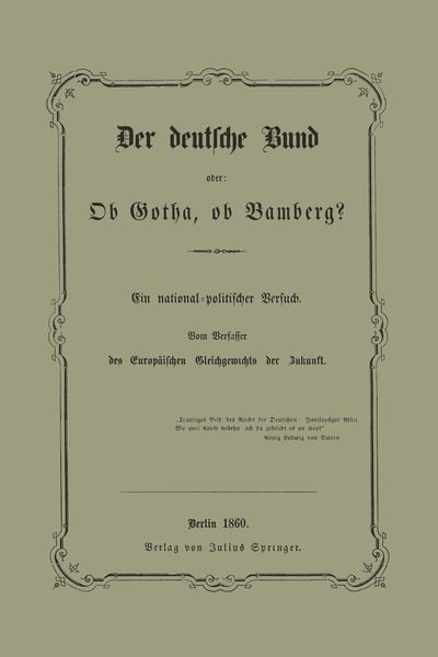Produktbild: Der deutsche Bund oder: Ob Gotha, ob Bamberg?