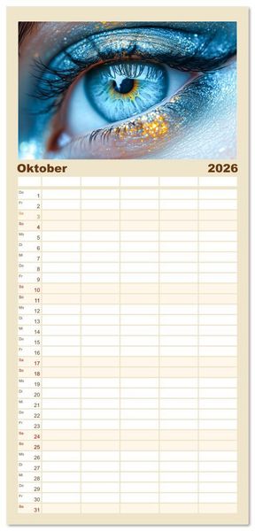 Produktbild: Familienplaner 2026 - Iris Kunstkalender - Die faszinierende Welt der magischen Augen mit 5 Spalten (Wandkalender, 21 x 45 cm) CALVENDO