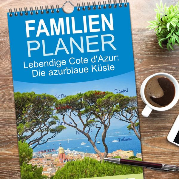 Produktbild: Familienplaner 2026 - Lebendige Cote d'Azur: Die azurblaue K&uuml;ste mit 5 Spalten (Wandkalender, 21 x 45 cm) CALVENDO