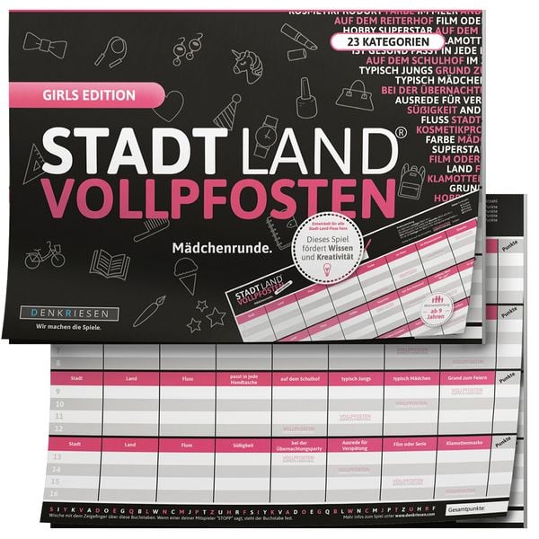 Denkriesen - Stadt Land Vollpfosten® - Girls Edition 'mädchenrunde.' - A4