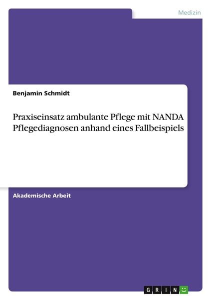 Praxiseinsatz ambulante Pflege mit NANDA Pflegediagnosen anhand eines Fallbeispiels, Taschenbuch von Benjamin Schmidt, GRIN, 9783668911024