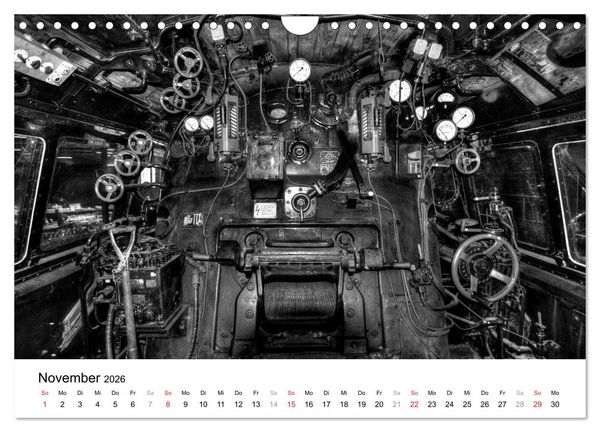 Produktbild: Unter Dampf - Eisenbahnromantik in schwarz-wei&szlig; (Wandkalender 2026 DIN A4 quer), CALVENDO Monatskalender
