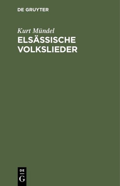 Produktbild: Els&auml;ssische Volkslieder