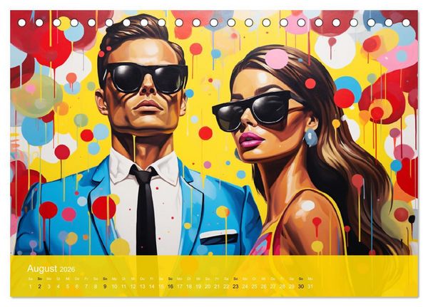 Produktbild: Pop-Art. Eine Reise in coolen Illustrationen (Tischkalender 2026 DIN A5 quer), CALVENDO Monatskalender
