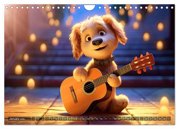 Produktbild: Cat dog music band (Wall Calendar 2026 DIN A4 landscape), CALVENDO 12 Month Wall Calendar