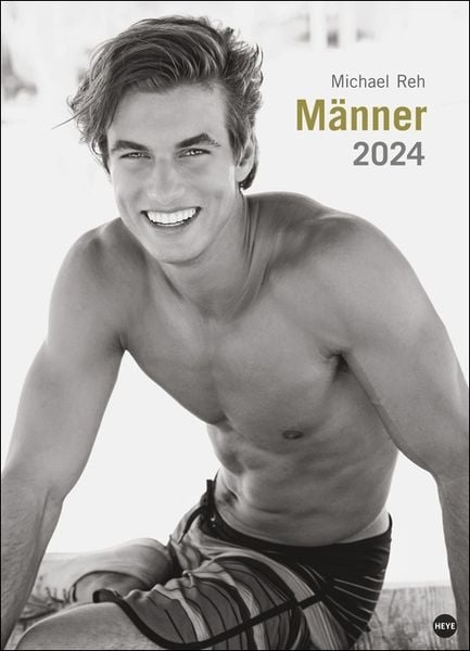 'Männer Edition 2024. Jeden Monat ein sinnliches Schwarz-Weiß-Foto in einem Kalender im 