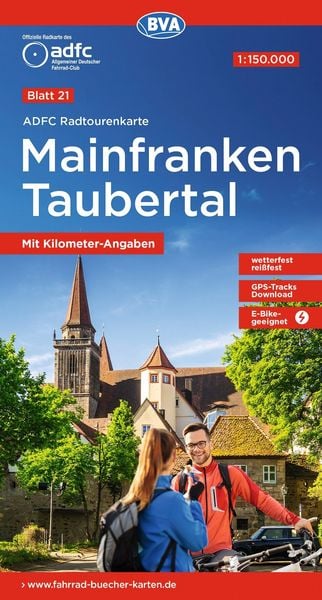 Produktbild: BVA ADFC Radtourenkarte Mainfranken Taubertal 1:150.000