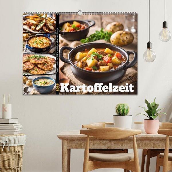 Produktbild: Kartoffelzeit - Zw&ouml;lf klassische KI Kartoffelgerichte mit Rezept (Wandkalender 2026 DIN A2 quer), CALVENDO Monatskalender