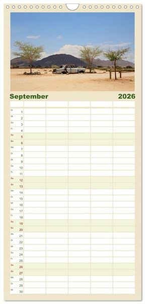 Produktbild: Familienplaner 2026 - Roadtrip in Namibia mit 5 Spalten (Wandkalender, 21 x 45 cm) CALVENDO