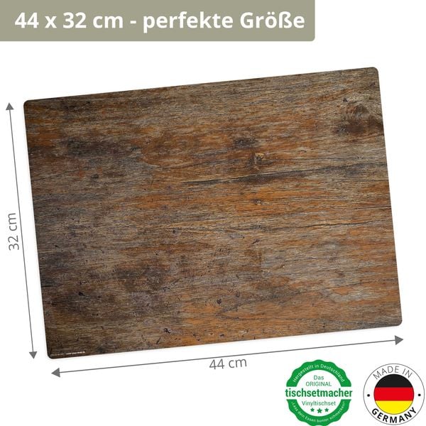 Produktbild: Tischsetmacher Tischsets Antikes Holz, aus hochwertigem Vinyl (4 St&uuml;ck), 44 x 32 cm