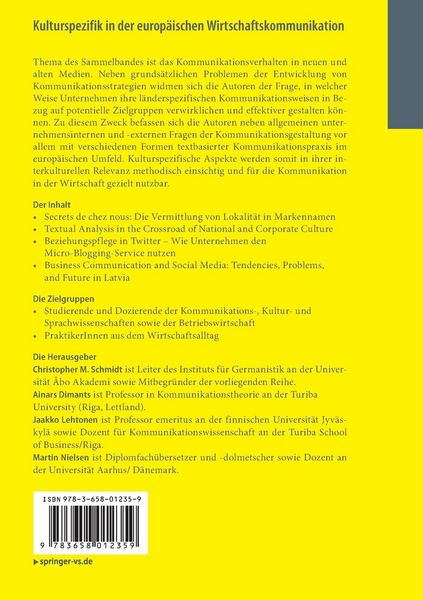 Produktbild: Kulturspezifik in der europ&auml;ischen Wirtschaftskommunikation