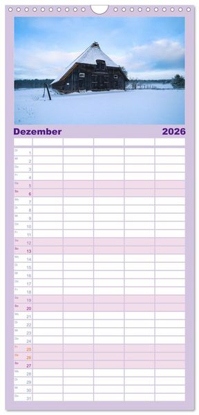 Produktbild: Familienplaner 2026 - Wanderung durch die zauberhafte L&uuml;neburger Heide mit 5 Spalten (Wandkalender, 21 x 45 cm) CALVENDO