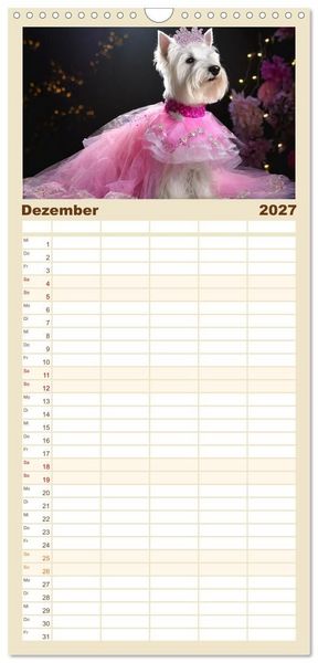 Produktbild: Familienplaner 2027 - Kleine Hunde - Gro&szlig;e Diven mit 5 Spalten (Wandkalender, 21 x 45 cm) CALVENDO