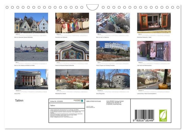 Produktbild: Tallinn (Wandkalender 2026 DIN A4 quer), CALVENDO Monatskalender