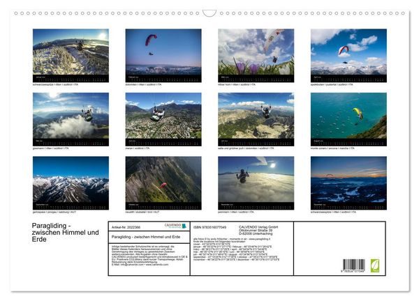 Produktbild: Paragliding - zwischen Himmel und Erde (Wandkalender 2026 DIN A2 quer), CALVENDO Monatskalender