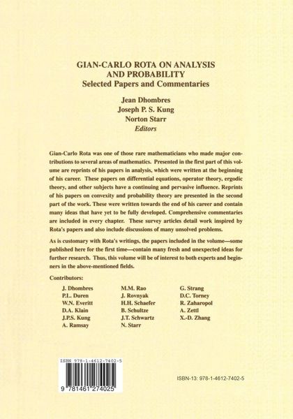 Produktbild: Gian-Carlo Rota on Analysis and Probability