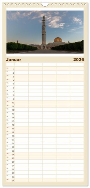 Produktbild: Familienplaner 2026 - Faszinierender Oman mit 5 Spalten (Wandkalender, 21 x 45 cm) CALVENDO
