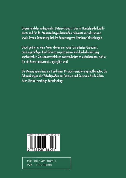 Produktbild: Vorsichtsprinzip und Pensionsr&uuml;ckstellungen