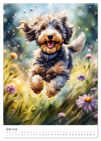 Produktbild: Der Aussiedoodle - Lebensfreude pur (Wandkalender 2026 DIN A2 hoch), CALVENDO Monatskalender