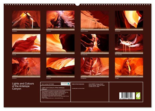 Produktbild: Lights and Colours of the Antelope Canyon (High Quality Premium Wall Calendar 2026 DIN A2 landscape),CALVENDO 12 Month Wall Calendar