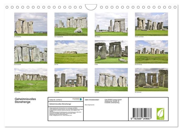 Produktbild: Geheimnisvolles Stonehenge (Wandkalender 2027 DIN A4 quer), CALVENDO Monatskalender