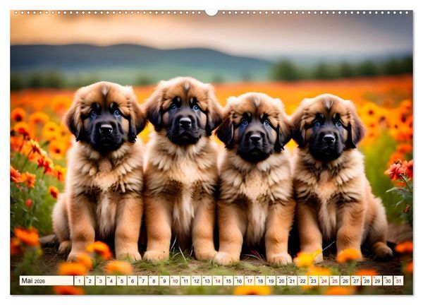 Produktbild: Leonberger - der zahme L&ouml;we (hochwertiger Premium Wandkalender 2026 DIN A2 quer), Kunstdruck in Hochglanz