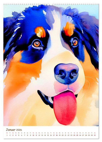 Produktbild: Berner Sennenhund 2026. Sch&ouml;ne Aquarelle der schweizer Hunderasse (Wandkalender 2026 DIN A2 hoch), CALVENDO Monatskalender