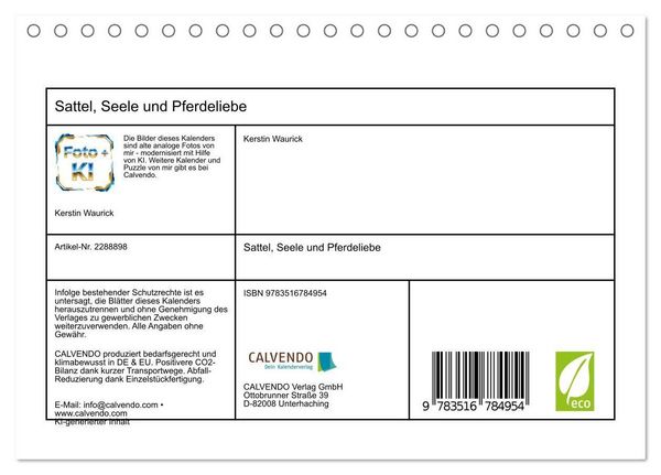 Produktbild: Sattel, Seele und Pferdeliebe (Tischkalender 2027 DIN A5 quer), CALVENDO Monatskalender