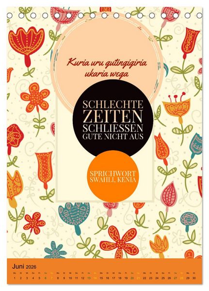 Produktbild: Kenia..mit einem Hauch Poesie - Weisheiten und Zitate (Tischkalender 2026 DIN A5 hoch), CALVENDO Monatskalender