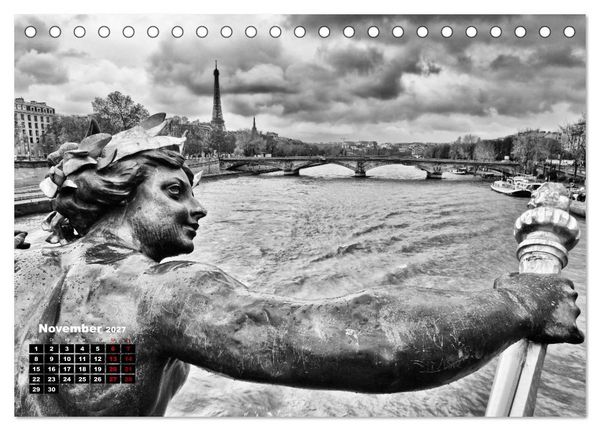 Produktbild: Paris-Impressionen in Schwarz-Wei&szlig; (Tischkalender 2027 DIN A5 quer), CALVENDO Monatskalender