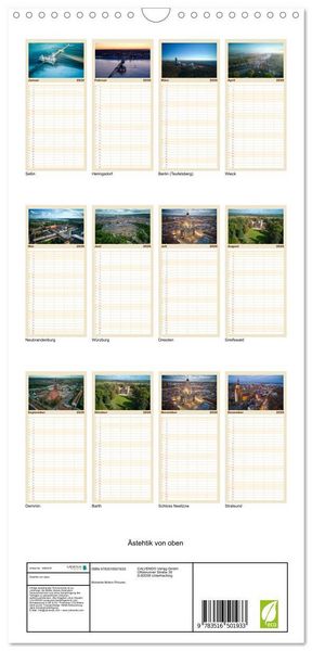 Produktbild: Familienplaner 2026 - &Auml;stehtik von oben mit 5 Spalten (Wandkalender, 21 x 45 cm) CALVENDO