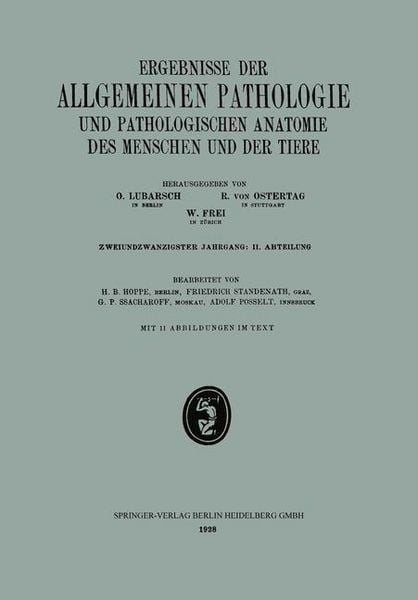 Produktbild: Ergebnisse der Allgemeinen Pathologie und Pathologischen Anatomie des Menschen und der Tiere