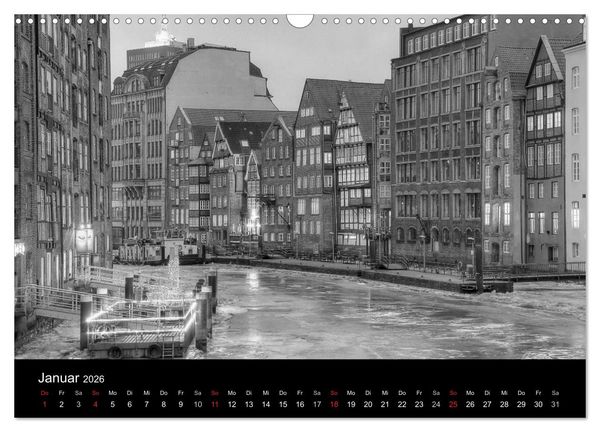 Produktbild: Hamburg monochrome Impressionen (Wandkalender 2026 DIN A3 quer), CALVENDO Monatskalender