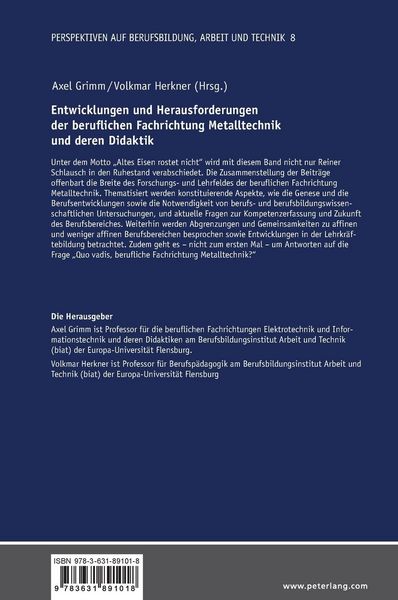 Produktbild: Entwicklungen und Herausforderungen der beruflichen Fachrichtung Metalltechnik und deren Didaktik