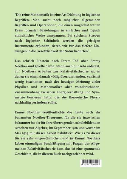 Produktbild: "Eine der sch&ouml;nsten Verbindungen, die zwischen der wahrnehmbaren Welt und ihrer wissenschaftlichen Beschreibung besteht" - die Noether-Theoreme
