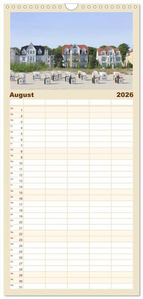 Produktbild: Familienplaner 2026 - Die Seeb&auml;der 2026 mit 5 Spalten (Wandkalender, 21 x 45 cm) CALVENDO
