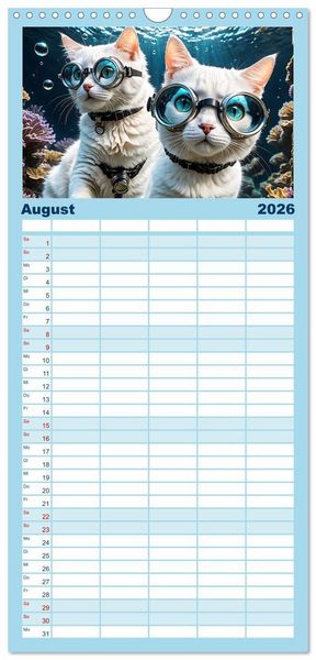Produktbild: Familienplaner 2026 - Katzen unter Wasser mit 5 Spalten (Wandkalender, 21 x 45 cm) CALVENDO