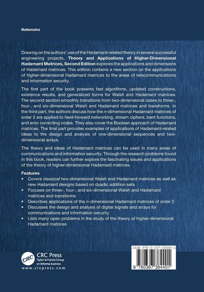 Produktbild: Theory and Applications of Higher-Dimensional Hadamard Matrices, Second Edition