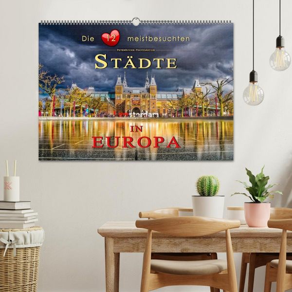 Produktbild: Die 12 meistbesuchten St&auml;dte in Europa (Wandkalender 2026 DIN A2 quer), CALVENDO Monatskalender