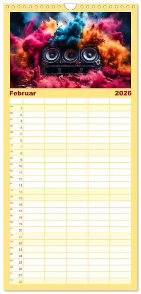 Produktbild: Familienplaner 2026 - Konzert der Farben mit 5 Spalten (Wandkalender, 21 x 45 cm) CALVENDO