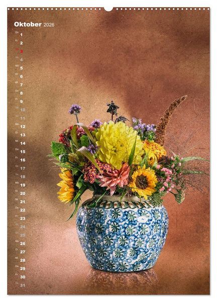 Produktbild: Blumenschmuck in Bunzlau Keramik (Wandkalender 2026 DIN A2 hoch), CALVENDO Monatskalender