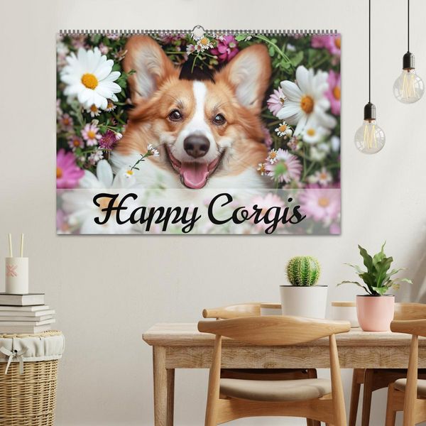 Produktbild: Happy Corgis (Wandkalender 2026 DIN A2 quer), CALVENDO Monatskalender