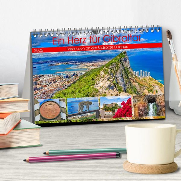 Produktbild: Ein Herz f&uuml;r Gibraltar (Tischkalender 2026 DIN A5 quer), CALVENDO Monatskalender