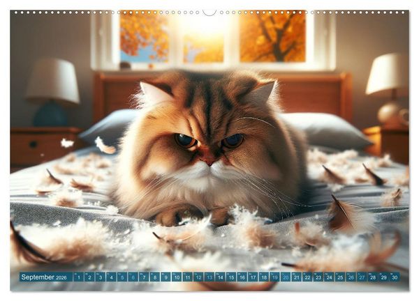 Produktbild: Katzenlaunen - Durch das Jahr mit Fluff und Grummeln (hochwertiger Premium Wandkalender 2026 DIN A2 quer), Kunstdruck in Hochglanz