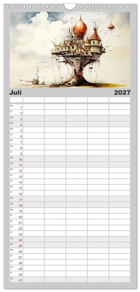 Produktbild: Familienplaner 2027 - Kuriose H&auml;user mit 5 Spalten (Wandkalender, 21 x 45 cm) CALVENDO