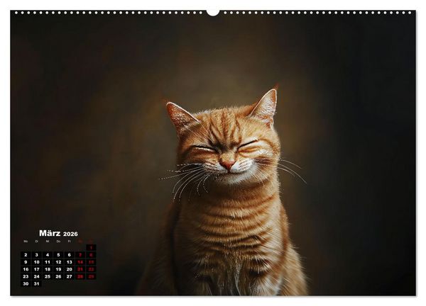 Produktbild: Auch Katzen lachen gern (hochwertiger Premium Wandkalender 2026 DIN A2 quer), Kunstdruck in Hochglanz