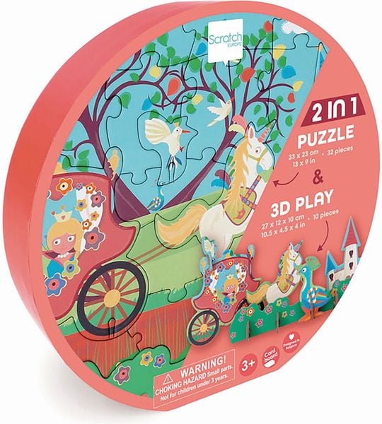 SCRATCH - 2in1 Spielpuzzle 3D Prinzessin 32 Teile