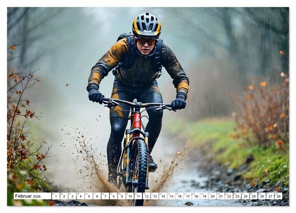 Produktbild: Elemental Ride. Mountainbike-Action durch Schnee, Matsch, Sonne und Laub (Wandkalender 2026 DIN A2 quer), CALVENDO Monatskalender