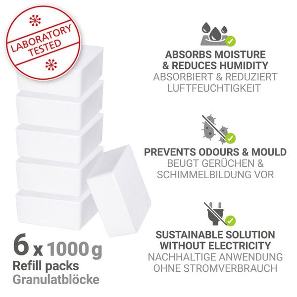 Produktbild: Raumentfeuchter Mod. Cube Nachf&uuml;ller 1000 g, 6er Set, Luftentfeuchter Nachf&uuml;llpack
